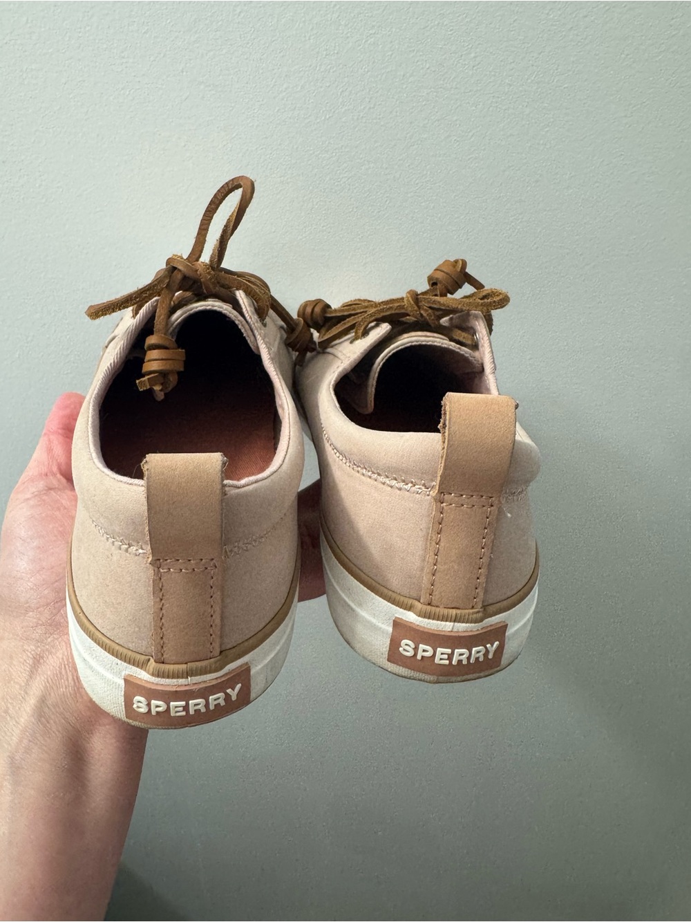 Sperry Women's Pink Canvas Sneakers with Tan Laces - Picture 3 of 7